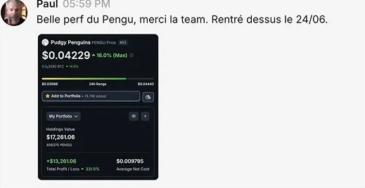Capture du message de Paul