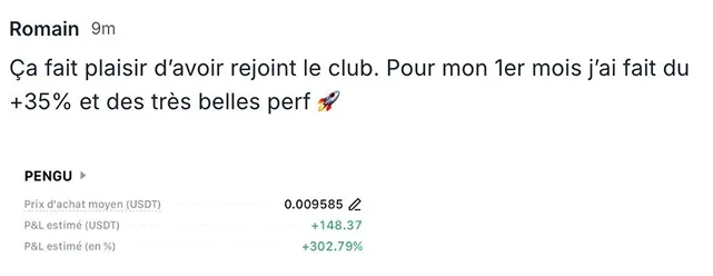 Capture du message de Romain