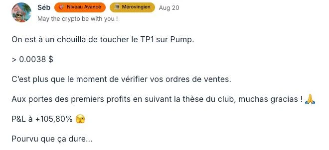 Capture du message de Séb