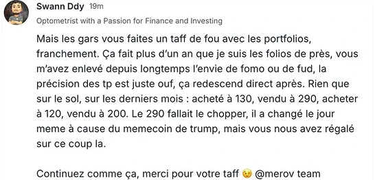 Capture du message de Swann D.