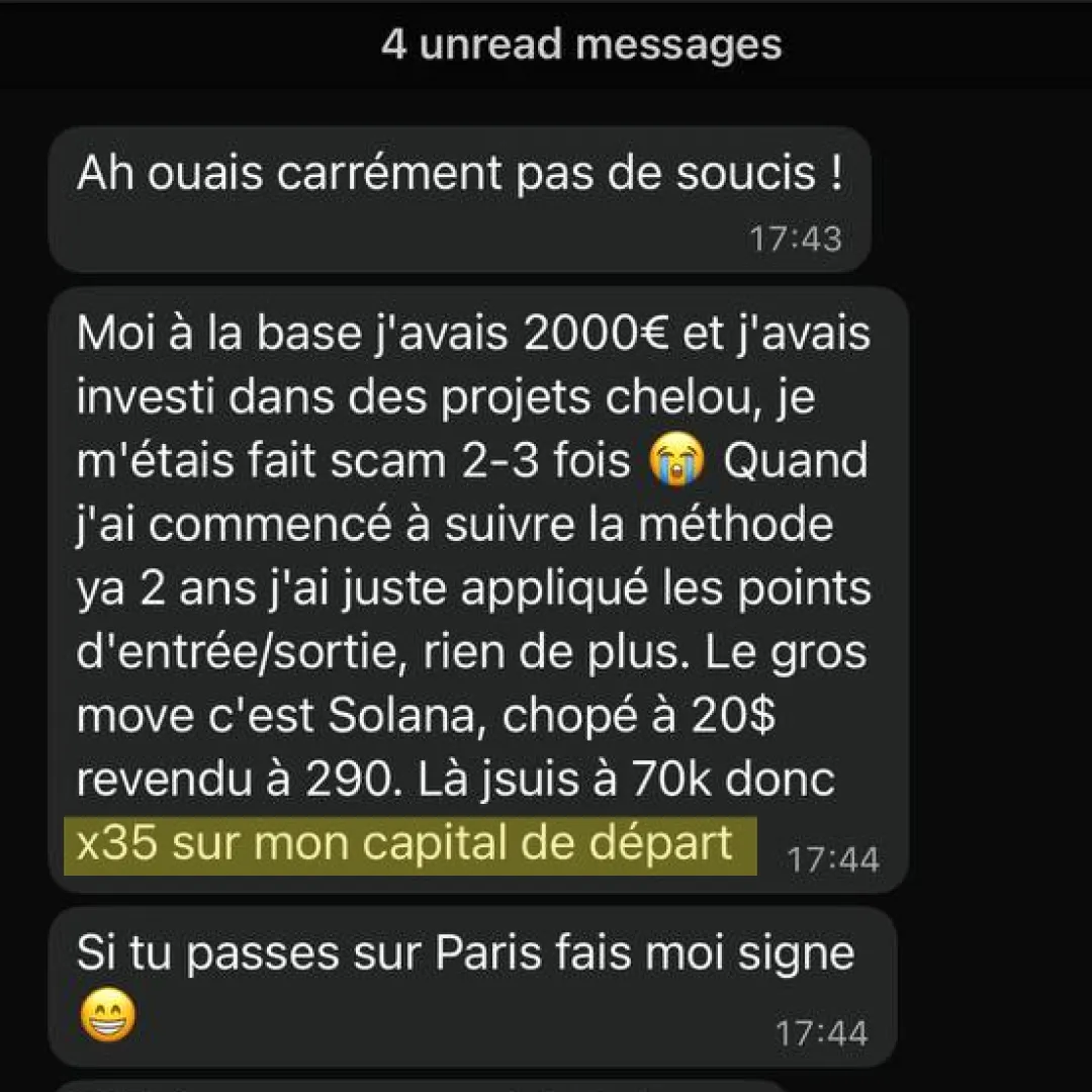 Capture du message de Killian